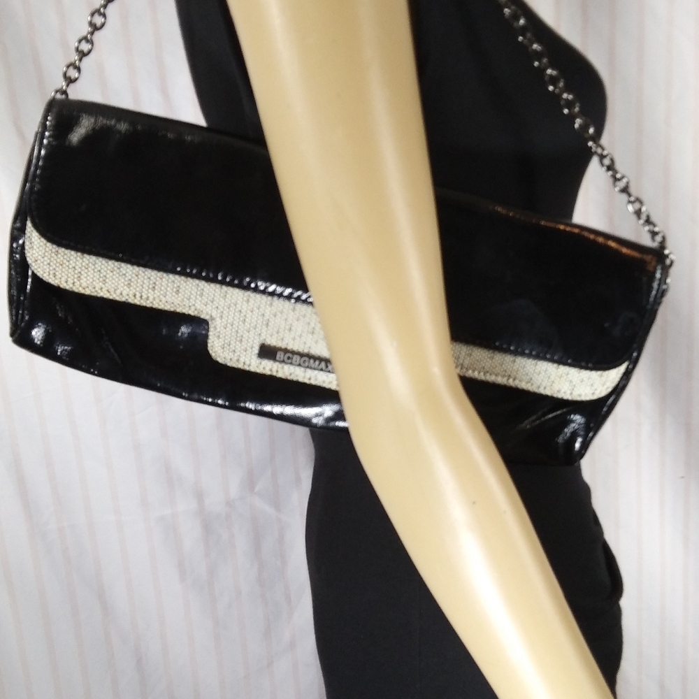 BCBG MAXAZRIA Wool & Patent Clutch
